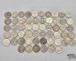 1538 Pre 1964 90 Silver Washington Quarters, 343g