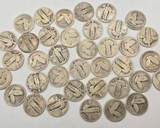 1534 Standing Liberty Quarters 90 Silver, 217g