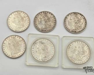 1354 6 1883 Philadelphia Morgan Silver Dollars