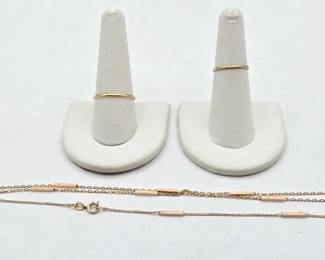 595 14k Gold Rings Broken Necklace, 5.9g