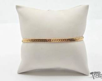 588 14k Gold Herringbone Bracelet, 6.1g