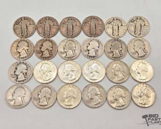 1533 24 Pre 1964 Standing Liberty Washington Quarters, 146g