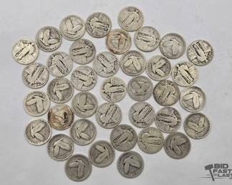 1537 Standing Liberty Quarters 90 Silver, 222g