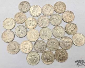 1522 25 Liberty Walking Half Dollars, 311g