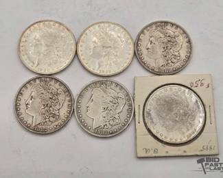 1352 6 1882 Philadelphia Morgan Silver Dollars