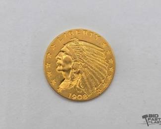1026 1906 $2.50 Indian Head Gold Liberty Head Coin, 0.15oz
