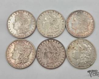 1382 6 1880 S Mint Morgan Silver Dollars