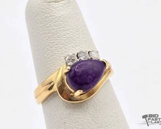 556 14k Gold Amethyst and Diamond Ring, 3.4g