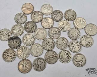 1518 30 Liberty Walking Half Dollars, 364g