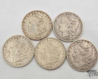 1332 5 New Orleans Morgan Silver Dollars