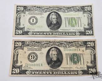 1216 2 Series 1934 1928 $20 Dollar Banknotes