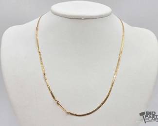 599 14k Gold Herringbone Chain Necklace, 3.2g