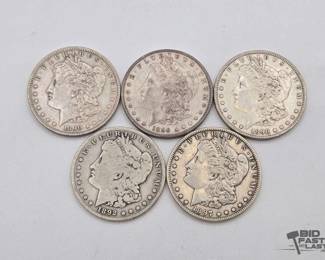 1390 5 San Francisco Mint Morgan Silver Dollars