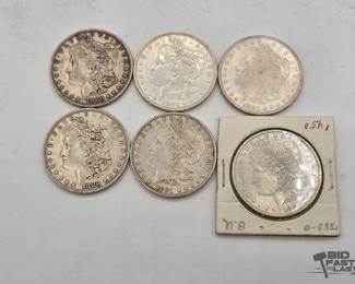 1350 6 Philadelphia Morgan Silver Dollars