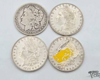 1318 4 1884 Morgan Silver Dollars