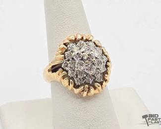 502 Platinum Diamond Ring with 14k Gold Ring Garter , 15.7g