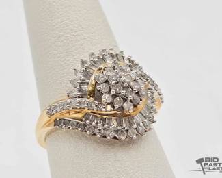 628 10k Gold Diamond Statement Ring, 3.4g