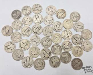 1535 Standing Liberty Quarters 90 Silver, 222g