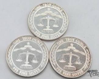 1124 3 .999 1983 Parliament Shield Coins, 1oz