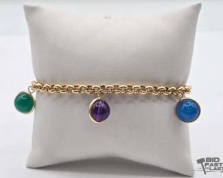 578 14k Gold Bracelet with SemiPrecious Stones, 13.3g