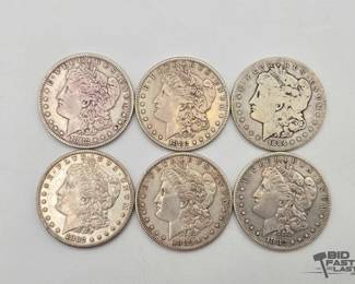 1384 6 San Francisco Morgan Silver Dollars