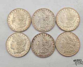 1356 6 1884 Philadelphia Morgan Silver Dollars