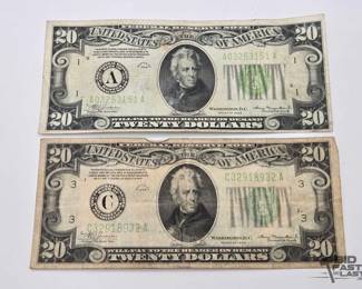 1220 2 Series 1934 $20 Dollar Banknotes