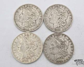 1334 5 1890 New Orleans Morgan Silver Dollars