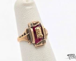 608 10k Gold and Ruby Class Ring, 3.2g