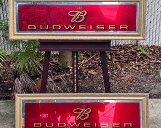 Mirrored Budweiser sign