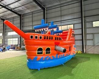 (1) Unused Commercial Ship Inflatable Bounce House | 6 x 3.5 x 12.4m | Blower Included