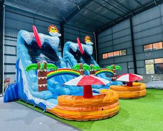 (1) Unused Commercial Sunny Beach Waterslide Bounce House | 26.2 x 10 x 20ft | Blower Included