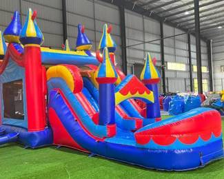 (1) Unused Commercial Inflatable Castle Bounce House with Slide | 26.2 x 13 x 15ft | Blower Included