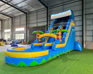 (1) Unused Commerical Blue Beach Waterslide Bounce House | 29.8 x 10 x 18ft | Blower included