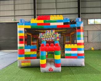(1) Unused Commercial Large Building Block Play Structure Bounce House | 13 x 13 x 11ft | Blower Included