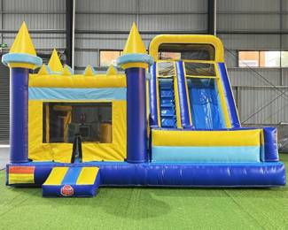 (1) Commerical Grade Blue and Yellow Bounce House | 19.8 ft x 19.8Ft x 15.7Ft | 1.5 Hp blower