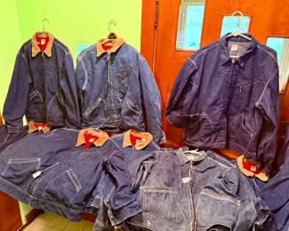 NOTICE: THE LEE JACKETS ARE BEING SOLD ON A BIDDING SYSTEM - place your max bid on #1 - #13 in person or by calling 989-600-8192
13 Lee jackets - Three are unlined
Four are quilted lining 
Six are flannel lined 