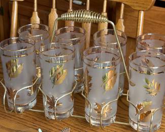 Mid-century glasses and carrier