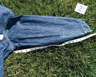 NOTICE: THE LEE JACKETS ARE BEING SOLD ON A BIDDING SYSTEM - place your max bid on #1 - #13 in person or by calling 989-600-8192
13 Lee denim jackets - Three are unlined
Four are quilted lining 
Six are flannel lined 