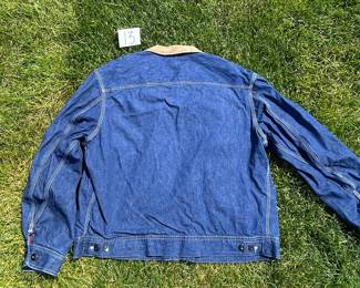 NOTICE: THE LEE JACKETS ARE BEING SOLD ON A BIDDING SYSTEM - place your max bid on #1 - #13 in person or by calling 989-600-8192
13 Lee denim jackets - Three are unlined
Four are quilted lining 
Six are flannel lined 