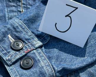 NOTICE: THE LEE JACKETS ARE BEING SOLD ON A BIDDING SYSTEM - place your max bid on #1 - #13 in person or by calling 989-600-8192
13 Lee denim jackets - Three are unlined
Four are quilted lining 
Six are flannel lined 