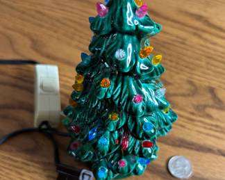 Tiny adorable ceramic tree with base - light up.
