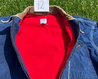 NOTICE: THE LEE JACKETS ARE BEING SOLD ON A BIDDING SYSTEM - place your max bid on #1 - #13 in person or by calling 989-600-8192
13 Lee denim jackets - Three are unlined
Four are quilted lining 
Six are flannel lined 