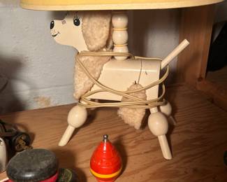 Vintage Poodle Nursery Lamp w/ Shade and Vintage Yo-Yo's
