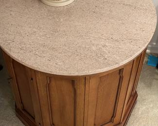 Circle Coffee Table w/ Storage and Marble Top