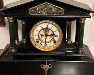Ansonia Cast Iron Mantle Clock - Works and Sounds Great