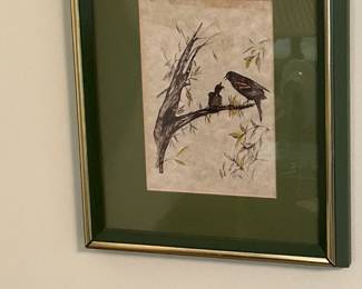 Framed Mama and Baby Bird Art