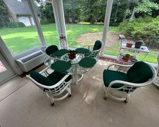 Outdoor Patio Table w/ Chairs and Bar Cart
