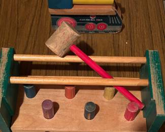 Vintage Playskool Cobblers Bench and Play Pen Rail Train Toy.