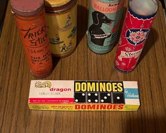 Tricky Pick Up Sticks, Pascall Childrens Assortment Tin, Inflato Pump, Steven Kaleidoscope, Halsam Dragon Dominoes